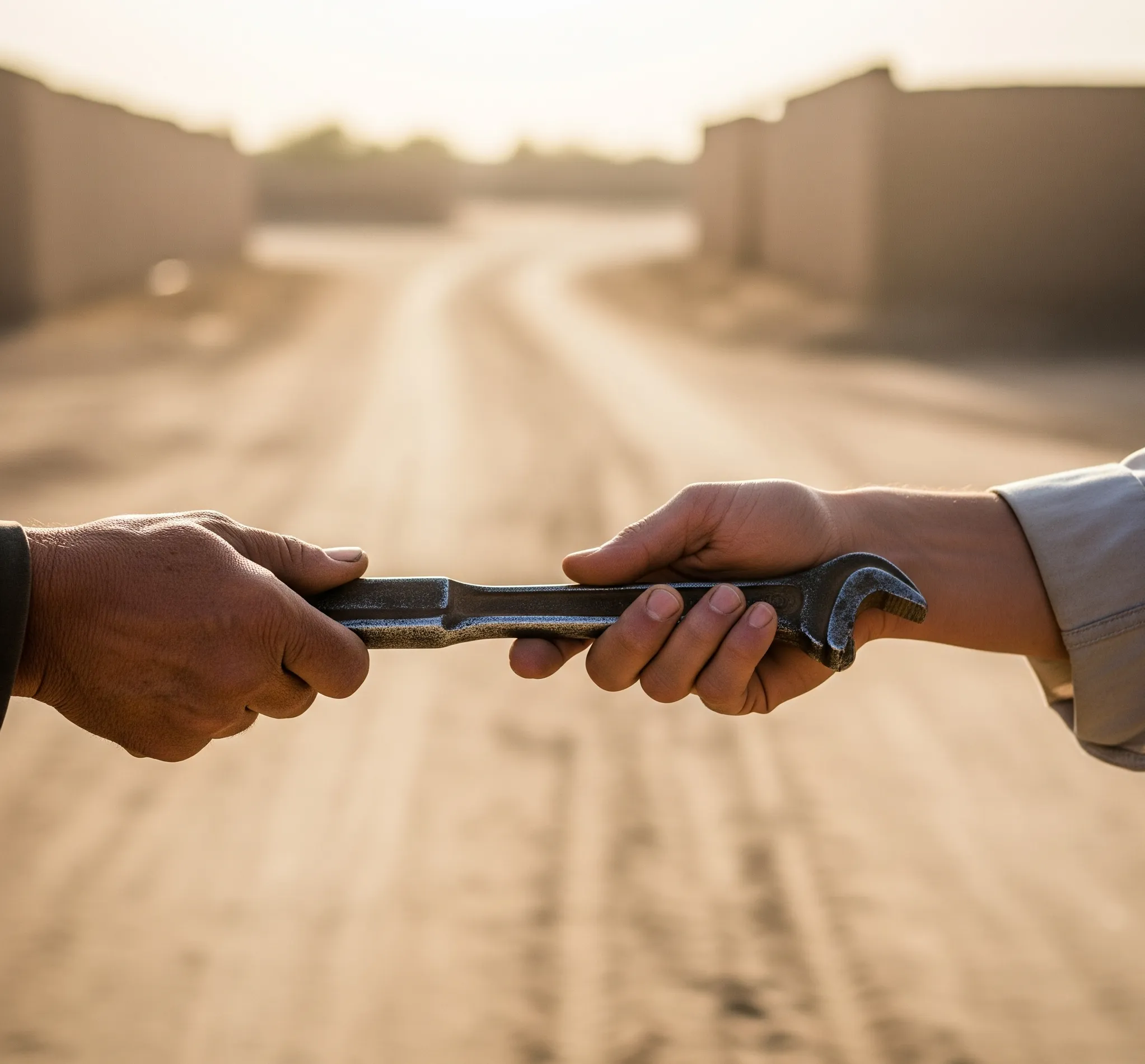 Hands shaking over a complex map with various icons