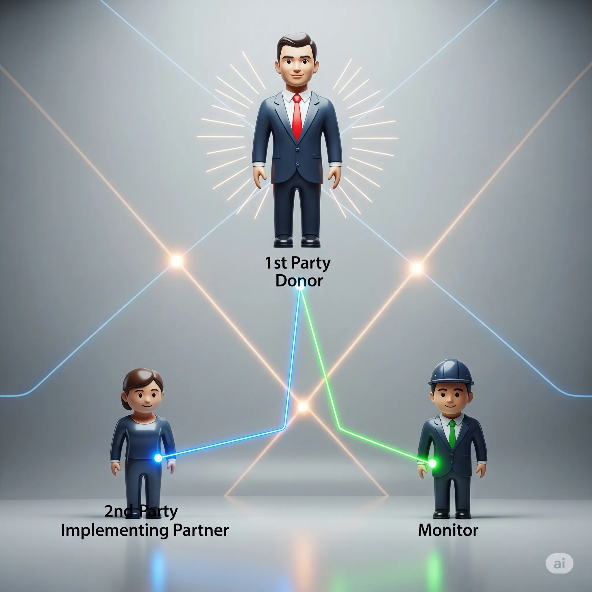 Three figures with "1st", "2nd", and "3rd" labels, showing one 2nd party connected to the 1st, and the other connected to the 1st.